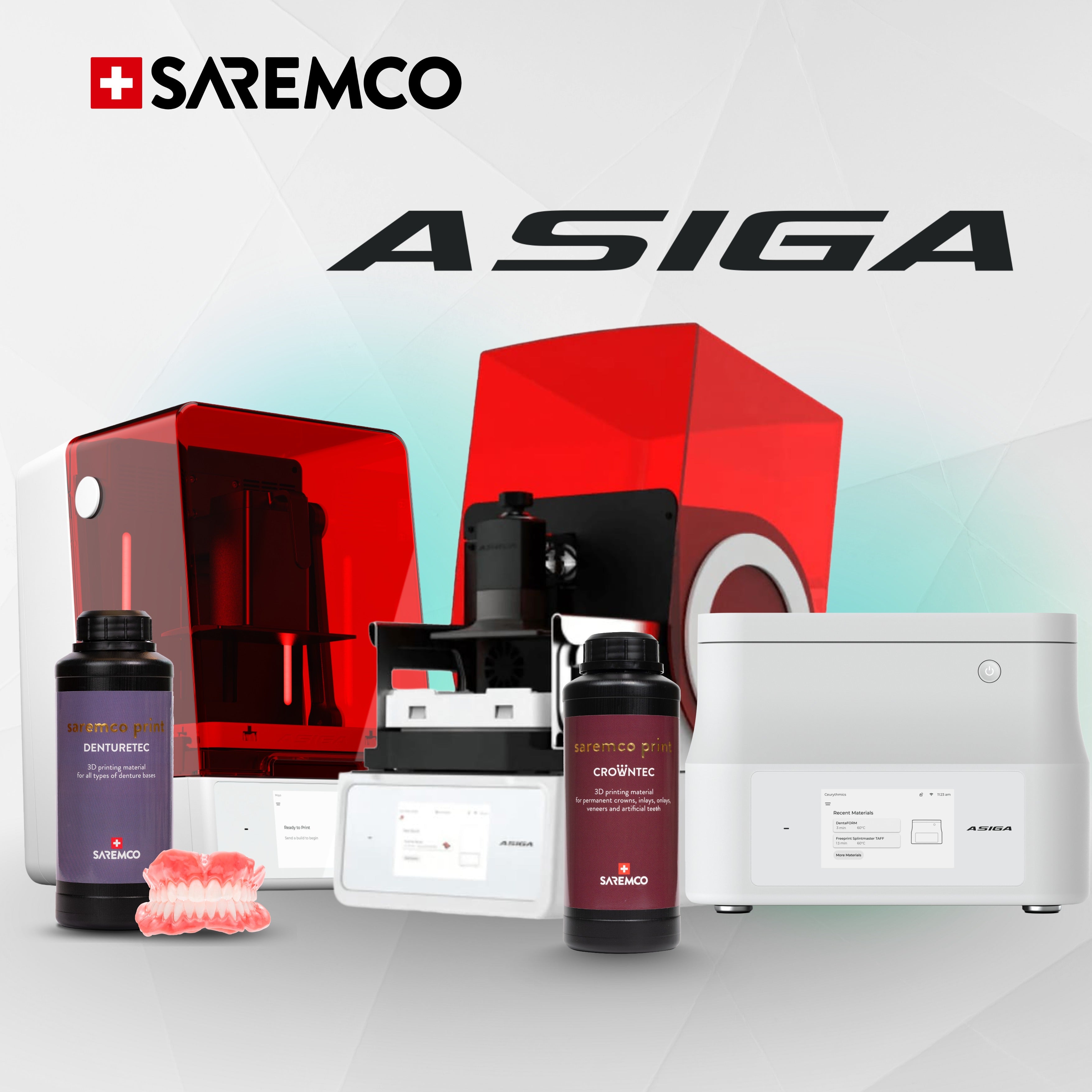 SAREMCO CROWNTEC & DENTURETEC Jetzt offiziell validiert für Asiga Max UV 2, Max Ultra & Cure